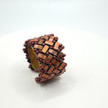Copper Tone Glass Bead Ring, Adjustable Brass Statement Band, 15 mm Wide